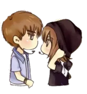 😘 couple, cartoon, love, cute, anime, chibi telegram sticker