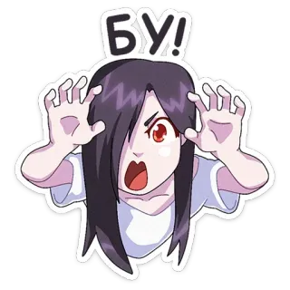 👻 БУ! Anime, Gruselig, Buh, Jump-Scare, Überraschung, Cartoon whatsapp sticker