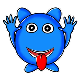 😛 Cartoon, Sticker, Blau, Monster, Lustig, Bekloppt telegram sticker