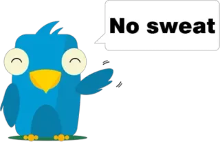 🤗 No sweat pássaro, azul, desenho animado, expressão, fácil telegram sticker