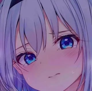 😢 anime, ragazza, triste, piangendo, cartone animato telegram sticker