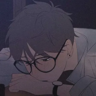 🧸 Anime, Lunettes, Garçon, Portrait, Dessin animé, Illustration telegram sticker