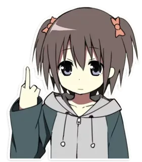 🖕 อนิเมะ, นิ้วกลาง, หยาบคาย, สติกเกอร์, ก้าวร้าว, ผู้หญิง, การ์ตูน telegram sticker