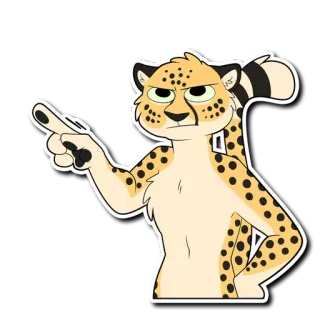 👈 치타, 동물, 가리키는, 만화, 고양이 telegram sticker