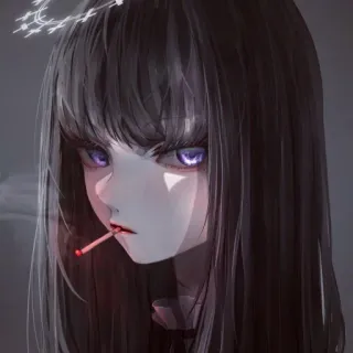 🚬 Chica anime, Piruleta, Oscuro, Gótico, Lindo, Arte digital, Dibujos animados telegram sticker