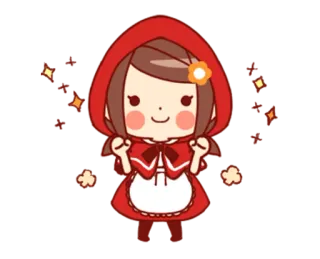 😊 Little Red Riding Hood conto de fadas, chapeuzinho vermelho, menina, fofa, desenho animado, flor telegram sticker