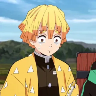 🌻 Zenitsu Agatsuma Demon Slayer аниме, Demon Slayer, Зеницу, плачет, испуганный telegram sticker