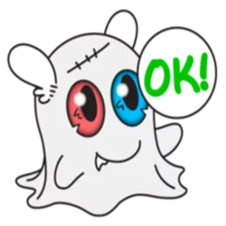 👌 OK! mignon, fantôme, ok, dessin animé, monstre, créature telegram sticker