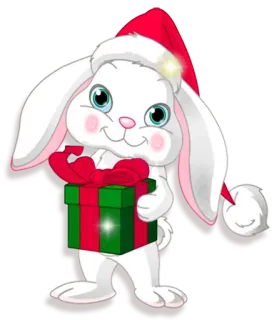 🐰 กระต่าย, กระต่าย, คริสต์มาส, ของขวัญ, ของขวัญ, วันหยุด, น่ารัก, การ์ตูน whatsapp sticker
