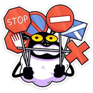 🐏 STOP verkeersborden, wegborden, stop, cartoon, waarschuwingsborden whatsapp sticker