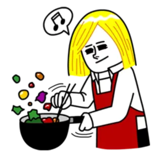 🌝 memasak, koki, musik, celemek, makanan telegram sticker