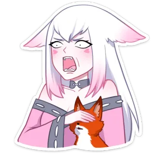 😳 anime, fox girl, angry, embarrassed, cute, sticker telegram sticker