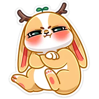 😡 conejo, animal, lindo, dibujos animados, pegatina, ciervo, astas telegram sticker