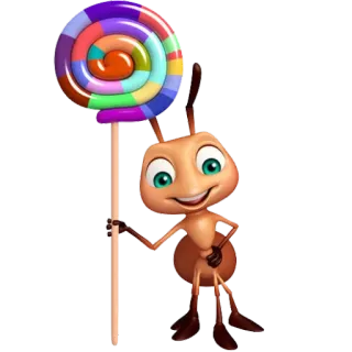 🍭 formica, lecca lecca, cartone animato, caramella, dolce, colorato whatsapp sticker
