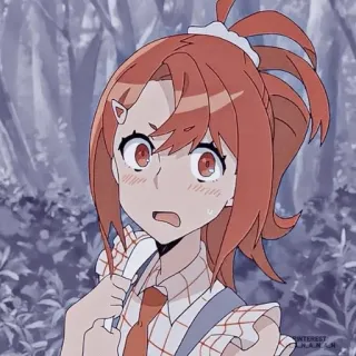 😳 animé, dessin animé, fille, cheveux roux, surpris(e), personnage telegram sticker