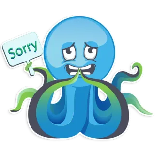 😥 Sorry ośmiornica, przeprosiny, przepraszam, kreskówka, niebieski, macki telegram sticker