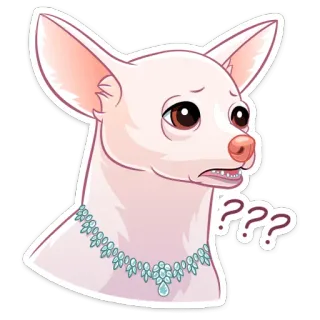 ❓ ??? cão, chihuahua, pergunta, confuso, triste, preocupado whatsapp sticker