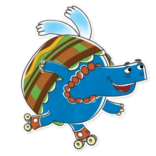 😀 tartaruga, patins, desenho animado, animal telegram sticker