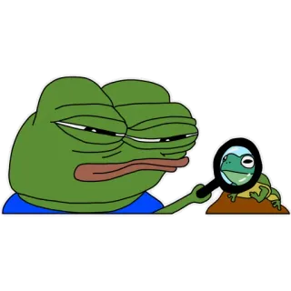 🔍 Pepe the Frog pepe, kikker, meme, internet, vergrootglas telegram sticker