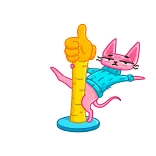 👍 gatto, pole dance, pollice in su, animale, adesivo telegram sticker