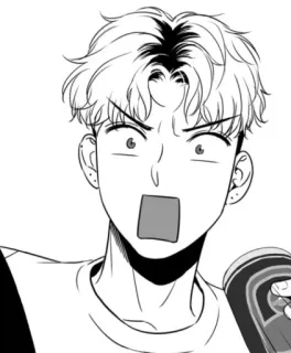 😨 anime, mangá, chocado, surpreso, preto e branco, retrato telegram sticker
