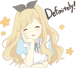 ☺️ Definitely! garota anime, fofa, definitivamente, cabelo loiro, flor telegram sticker