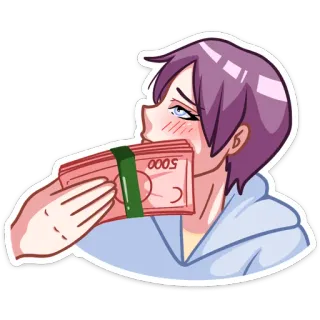 💸 5000 เงิน, เงินสด, ความมั่งคั่ง, การ์ตูน, อนิเมะ, สกุลเงิน whatsapp sticker