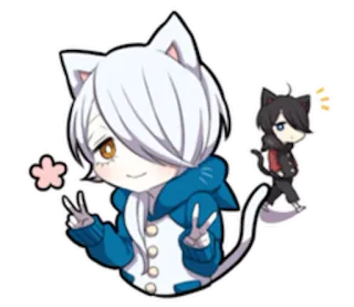 ✌ tai mèo, anime, chibi, dễ thương, hoạt hình telegram sticker