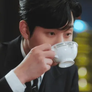 ๐ pria, minum, teh, cangkir, jas telegram sticker