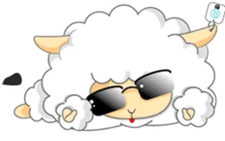 😑 绵羊, 太阳镜, 动物, 卡通, 酷, 可爱, 小羊 telegram sticker
