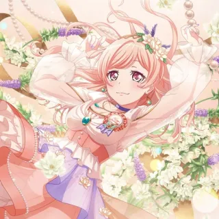 🥮 anime meisje, roze haar, bloemen, portret, elegant, cartoon, anime telegram sticker