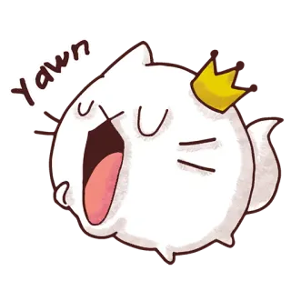 🍕 YAWN cat, crown, sleepy, yawn, cute, animal whatsapp sticker