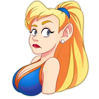 👂 金发, 女人, 卡通, 贴纸, 肖像, 插图 telegram sticker
