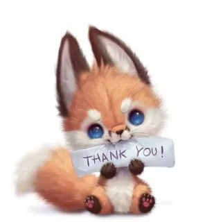 🤗 THANK YOU! thank you, fox, animal, cute, cartoon, appreciation, greeting telegram sticker