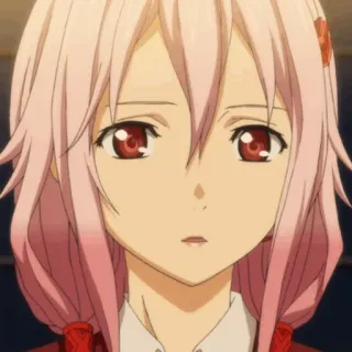 🌸 Inori Yuzuriha Guilty Crown Anime, Postać, Inori Yuzuriha, Guilty Crown, różowe włosy, czerwone oczy telegram sticker