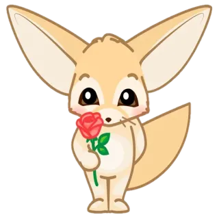 🦊 Raposa-do-deserto, Raposa, Animal, Fofo, Desenho animado, Rosa, Flor telegram sticker