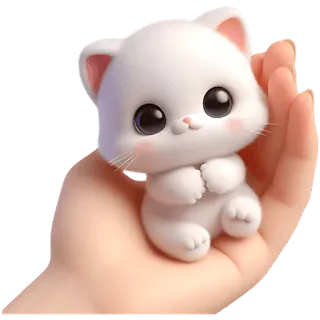 🥹 gatto, gattino, carino, kawaii, animale, animale domestico, mano, bianco telegram sticker