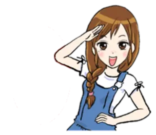 😃 girl, cartoon, salute, anime, illustration, cute telegram sticker