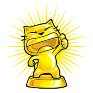 🏆 cat, thumbs up, golden, trophy, cartoon, success, winner telegram sticker