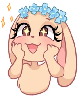 🤩 토끼, 귀여운, 꽃관, 귀여움, 동물, 스티커 telegram sticker