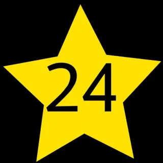 2⃣ 24 bintang, nomor, kuning, penghargaan, prestasi telegram sticker