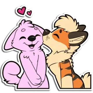 💋 furry, puppy, love, kiss, cute, cartoon, animals, affection telegram sticker