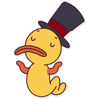 🎩 утка, мультфильм, птица, цилиндр, милый, наклейка telegram sticker