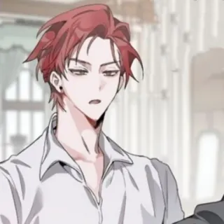 🇦🇱 anime, manga, character, red hair, male, white shirt telegram sticker