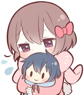 ❤ Аниме, Каваий, Милый, Чиби, Объятие, Мультфильм telegram sticker