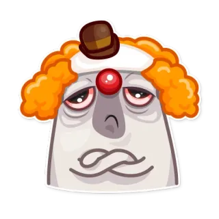 😕 clown, triste, déprimé, fatigué, défoncé, épuisé, dessin animé whatsapp sticker