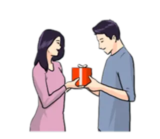 🎁 presente, dádiva, casal, dar, amor, romance telegram sticker