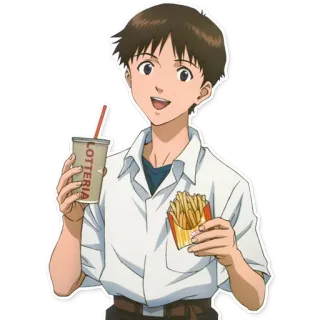 🍟 Shinji Ikari Neon Genesis Evangelion LOTTERIA anime, evangelion, lotteria, shinji ikari, fries, soda telegram sticker