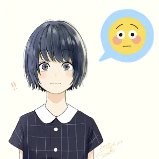 😐 girl, anime, concerned, surprised, expression, cute telegram sticker