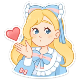 😘 desenho animado, anime, menina, cabelo loiro, coração, fofo, kawaii telegram sticker